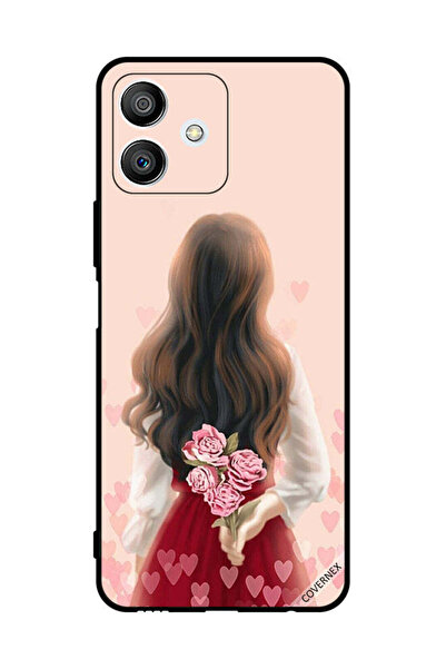 Covernex غطاء حماية لهاتف Honor Play6T Pro بنقشة فتاة تخفي الزهور