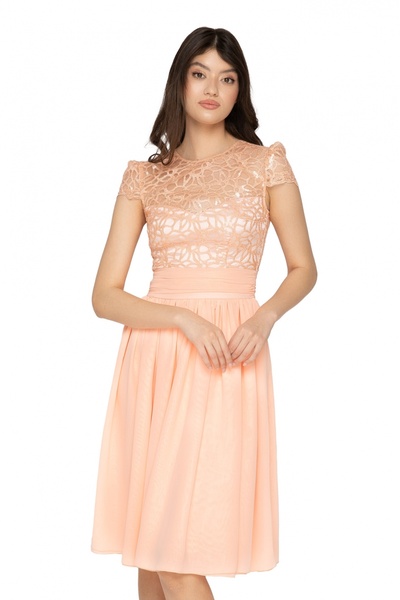 Atmosphere Fashion Rochie baby-doll somon cu dantelă la bust