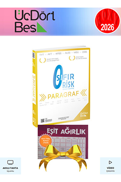 Üç Dört Beş Yayıncılık 345 TYT Paragraf Sıfır Risk Soru Bankası Video Çözümlü...