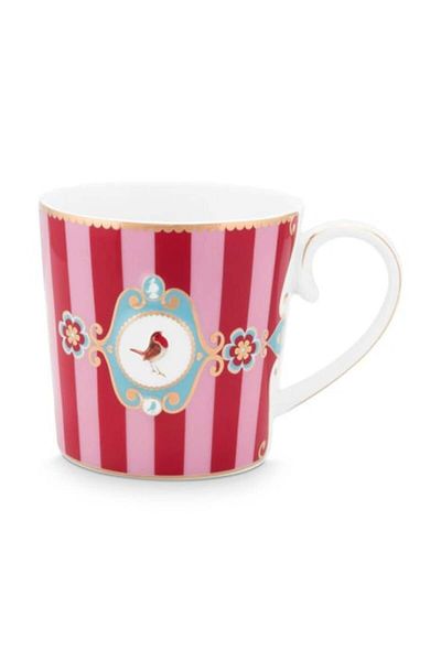 Pip Studio Cană Love Birds cu dungi roz 250 ml