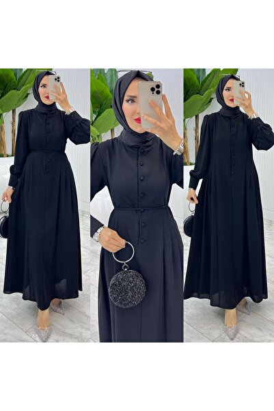 MB MODABERARDİ PRemium Dubai Düğmeli ve Pliseli Kadın Elbise