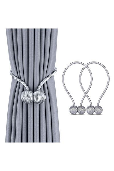 Aptel Set of 2 magnetic curtain clips, grey, 47 cm