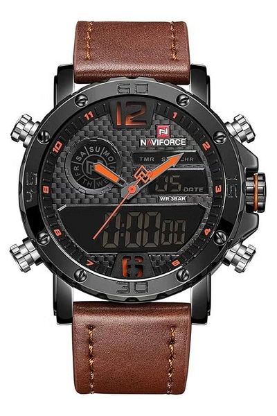 Naviforce NF9134 Quartz Fashion Watch Men Watches Top Brand Luxury Male Clock Business Military Dual Display