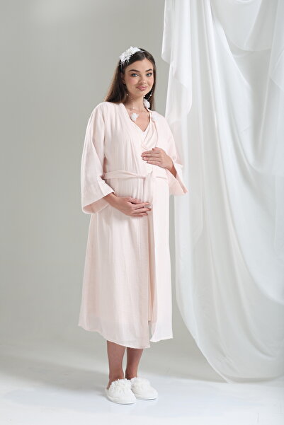 LOHOUSE طقم ملابس نوم للحوامل بتصميم مزدوج الصدر من Tuba Powder للنساء مكون م...