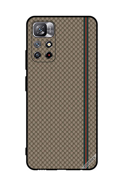 Covernex غطاء حماية لهاتف شاومي ريدمي نوت 11S 5G بخطوط حمراء وخضراء على نمط بني