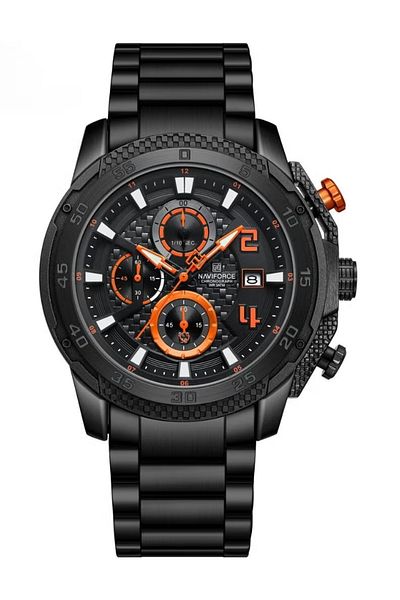 Naviforce Chronograph Sports Watch with Multi Function Display Stainless Steel Strap Water Resistant