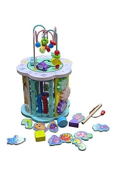 BESTWAY 4-Sided Movable Wooden Activity Cube 21.5x20x19.8cm