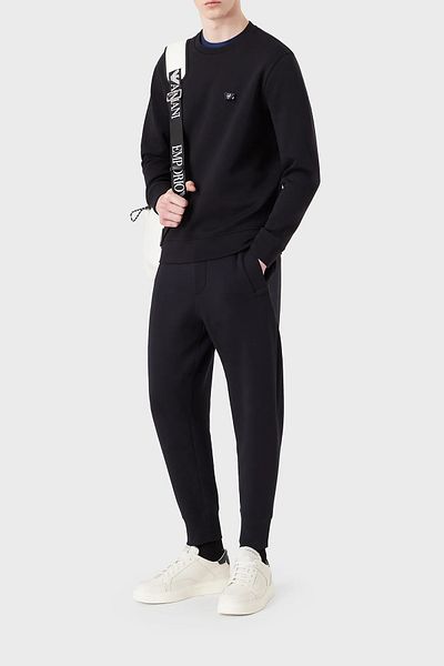 Emporio Armani Men's Logo Drawstring Navy Blue Trousers with Back Pocket 8N1P92 1Jhsz-0920