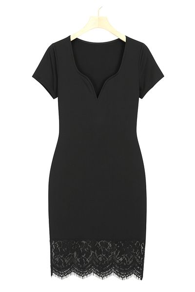 Little Visqon Women's Short Sleeve Heart Collar Lace Diver Dress