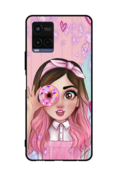 Covernex غطاء حماية لهاتف فيفو Y21 فتاة صغيرة لطيفة تحمل دونات