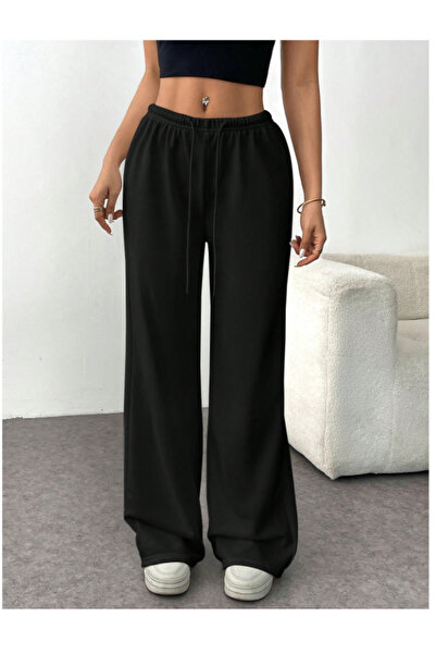 LAUSRA Pantaloni negri pentru femei, mărime mare, largi, cu croială lejeră, A...