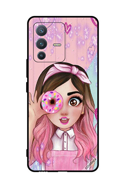 Covernex غطاء حماية لهاتف فيفو V23 برو - فتاة صغيرة لطيفة تحمل دونات
