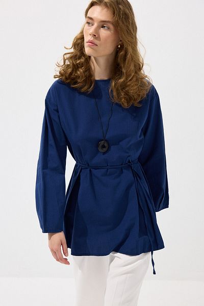 KUAD Navy Blue Pleated Basic Tunic