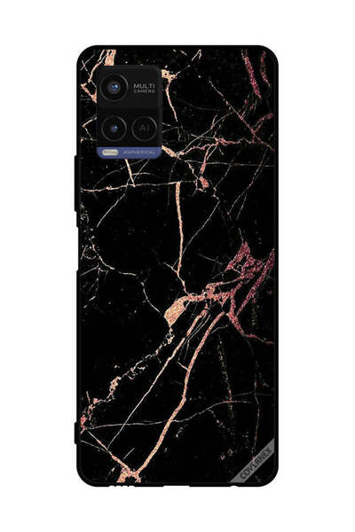 Covernex Protective Case Cover For vivo Y21 Racked Black Marble Pattern