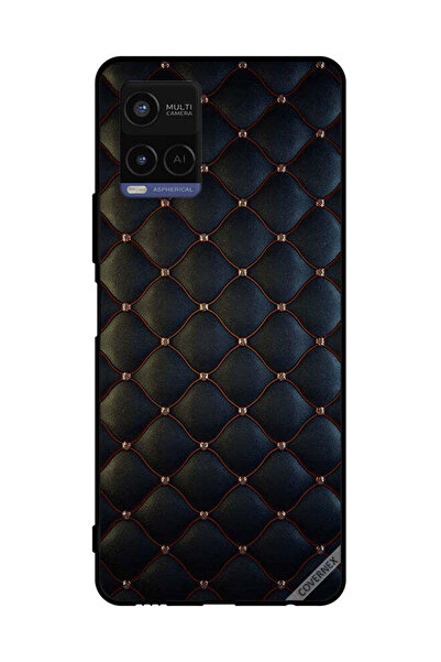 Covernex غطاء حماية لهاتف فيفو Y21 مطبوع عليه نقشة قماش سوداء