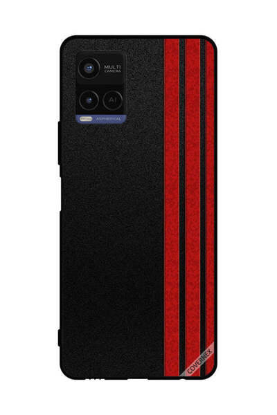 Covernex غطاء حماية لهاتف فيفو Y21 بثلاثة خطوط عمودية حمراء