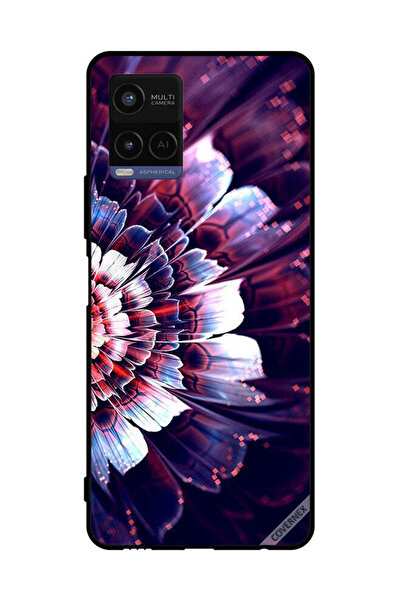 Covernex غطاء حماية لهاتف فيفو Y21 مع زهرة كبيرة منعكسة على الجانب الأيسر