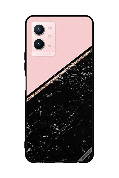 Covernex Protective Case Cover For vivo Y33s 5G Black Marble & Golden Strip