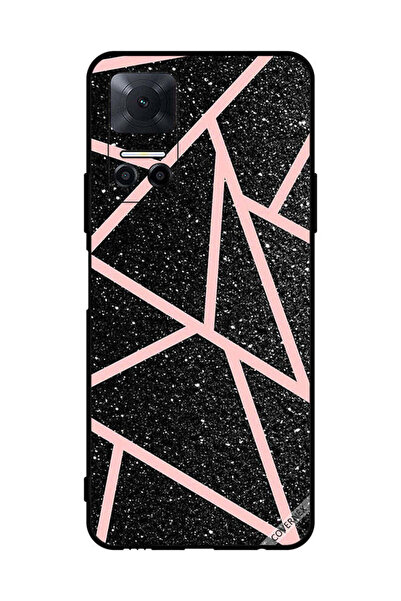 Covernex غطاء حماية لهاتف Honor Play6T أسود لامع بنقشة مسارات وردية فاتحة