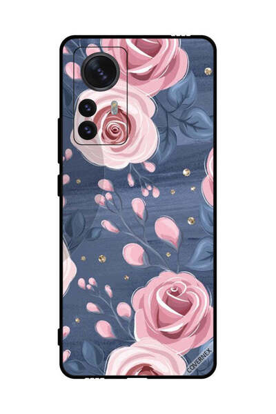 Covernex Protective Case Cover For Xiaomi 12 Pro Pink Roses & Dark Grey Leave...