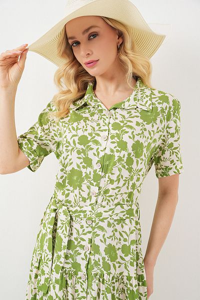 Bigdart Women's Short Sleeve Patterned Dress 2560 - E.Green