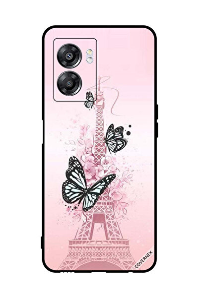 Covernex غطاء حماية لهاتف Oppo A57 برسومات فراشات سوداء على برج Effiel