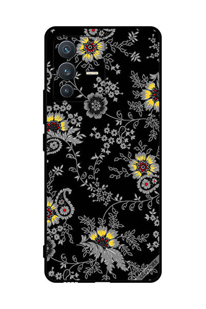 Covernex Protective Case Cover For vivo S12 Grey Floral Black Bg