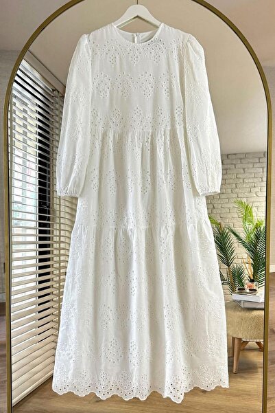 dubai showroom Brode Elbise Beyaz