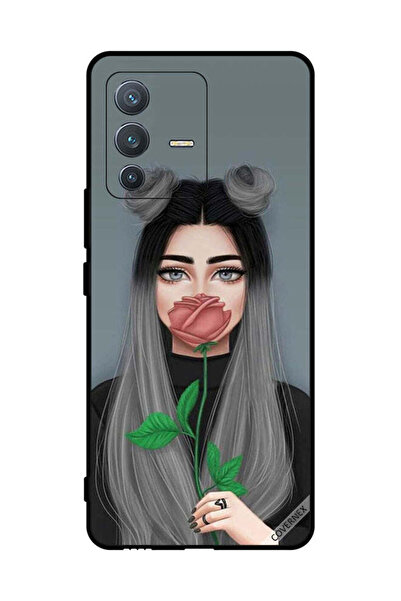 Covernex غطاء حماية لهاتف فيفو V23 برو، فتاة لطيفة تخفي فمها بلون وردي خوخي