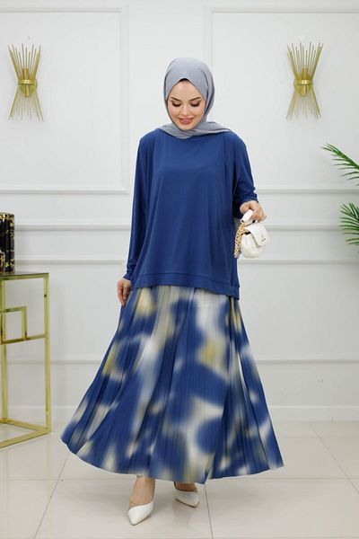 Enans Design Women's Hijab 2 Piece Set Blouse & Skirt