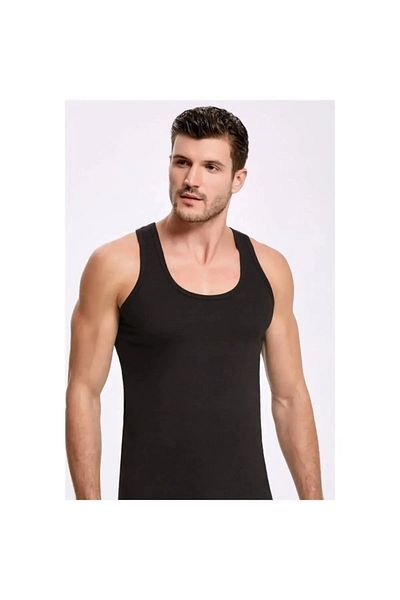 QULAT 3 Pack Men's Cotton Strap Undershirt Black