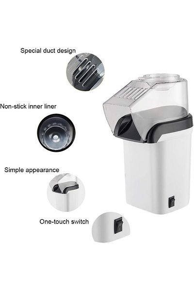 DLC Automatic Hot Air Popcorn Maker - Healthy Oil-Free Popcorn Machine