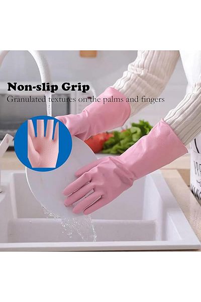 COOYA Cleaning Gloves,Household Gloves,Kitchen Gloves for Washing Dishes,Reusable,3 Pairs,Blue+Pink+Green