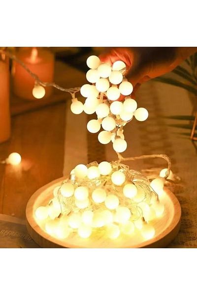DLC 18m Outdoor Solar Powered Round LED String Lights with Remote Control
