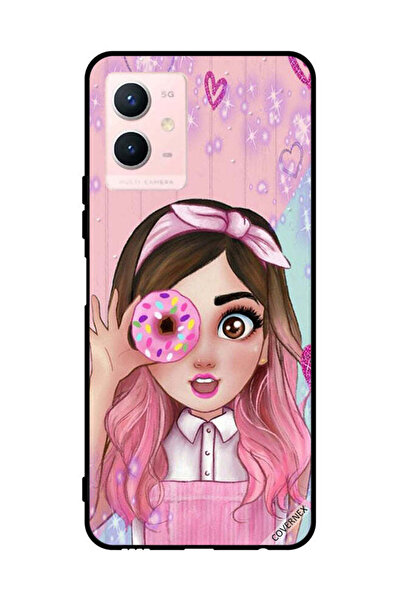 Covernex غطاء حماية لهاتف فيفو Y33s 5G فتاة صغيرة لطيفة تحمل دونات