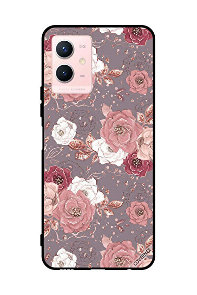 Covernex غطاء حماية لهاتف فيفو Y33s 5G بلون الشوكولاتة ونقشة الزهور