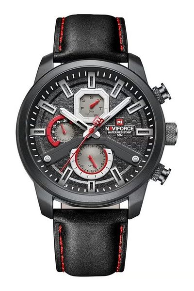 Naviforce Fashion Big Face Watches for Men Analog Auto Date Leather Strap Military Sports Waterproof