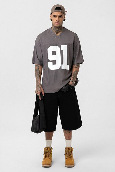 VAMOSCLO Oversize Ottoman Forma T-Shirt Gray