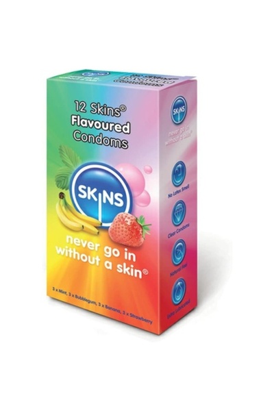 Skins Set de prezervative, ultra subțiri, arome mixte, 12 buc.
