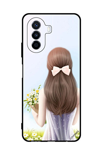 Covernex غطاء حماية لهاتف هواوي نوفا واي 70، فتاة جميلة تحمل الزهور