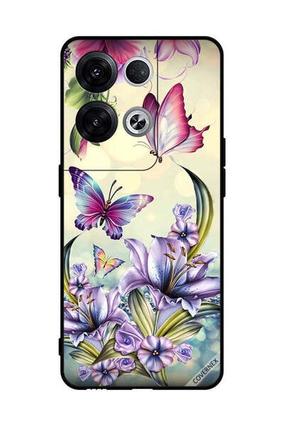 Covernex غطاء حماية لهاتف Oppo Reno8 Pro+ برسومات زهور وفراشات جميلة