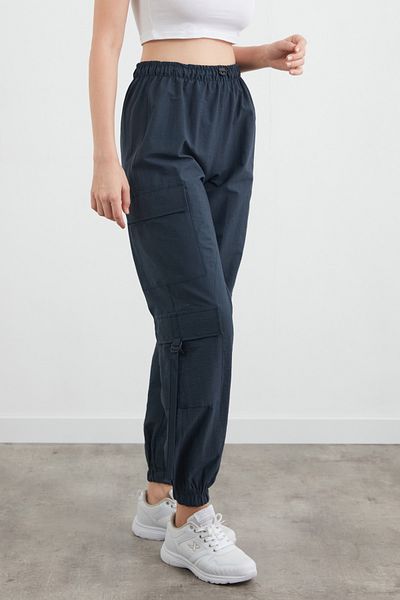 Fulla Moda Parachute Fabric Jogger Pants with Elastic Waist