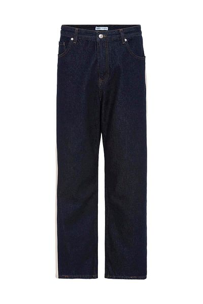VAMOSCLO Side Stripe Baggy Fit Jean Dark Blue