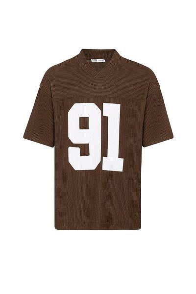 VAMOSCLO Oversize Ottoman Jersey T-Shirt Brown