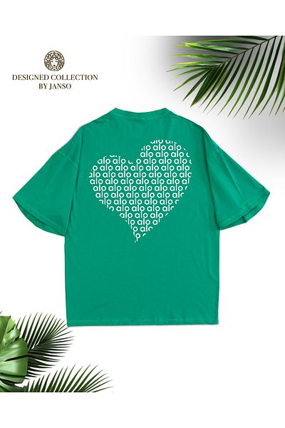 JANSO GROUP -Women Cotton Printed White Heart Short Sleeve Tshirt Oversize Big Size
