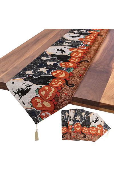 Yisscen Yisscen Halloween tablecloth, 34.5 x 177.5 cm, multicolor