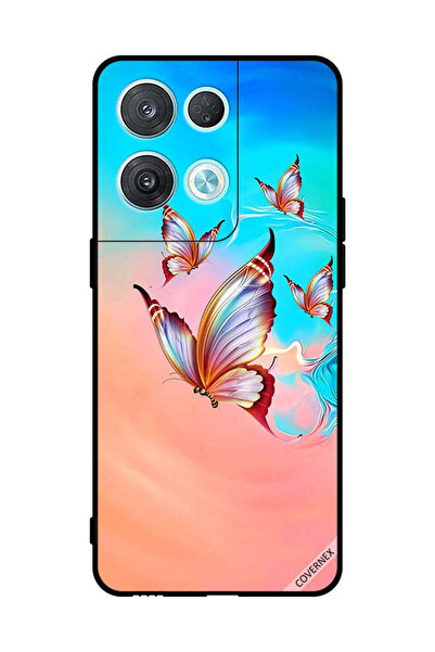 Covernex غطاء حماية لهاتف Oppo Reno8 Pro بطبعة فراشات تحلق فوق الطلاء