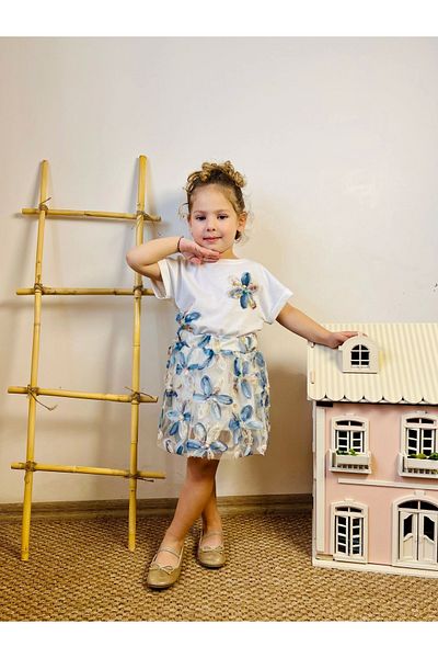 My Lusa baby wear Girl's Double Suit with Floral Skirt