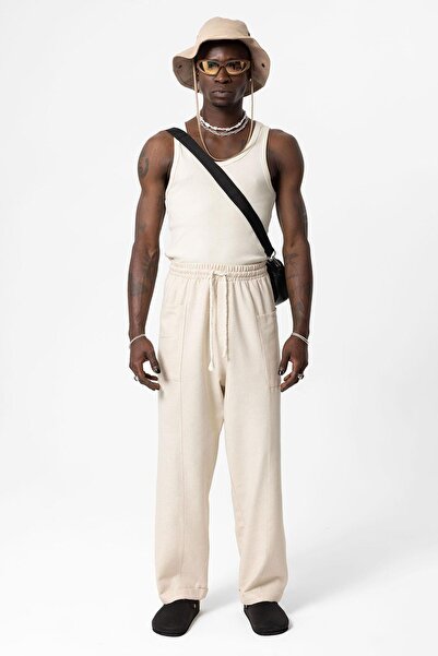 VAMOSCLO Yan Cepli Baggy Keten Pantolon Naturel