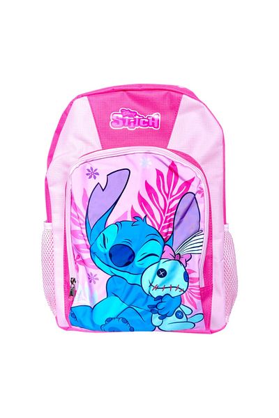 Stitch Children's backpack, 40x30x15 cm, with two compartments, pink, reinforced and adjustable straps, Stitch